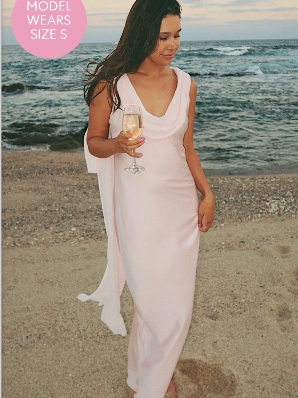Show Me Your MuMu Pale Pink Cowl Neck Maxi Dress